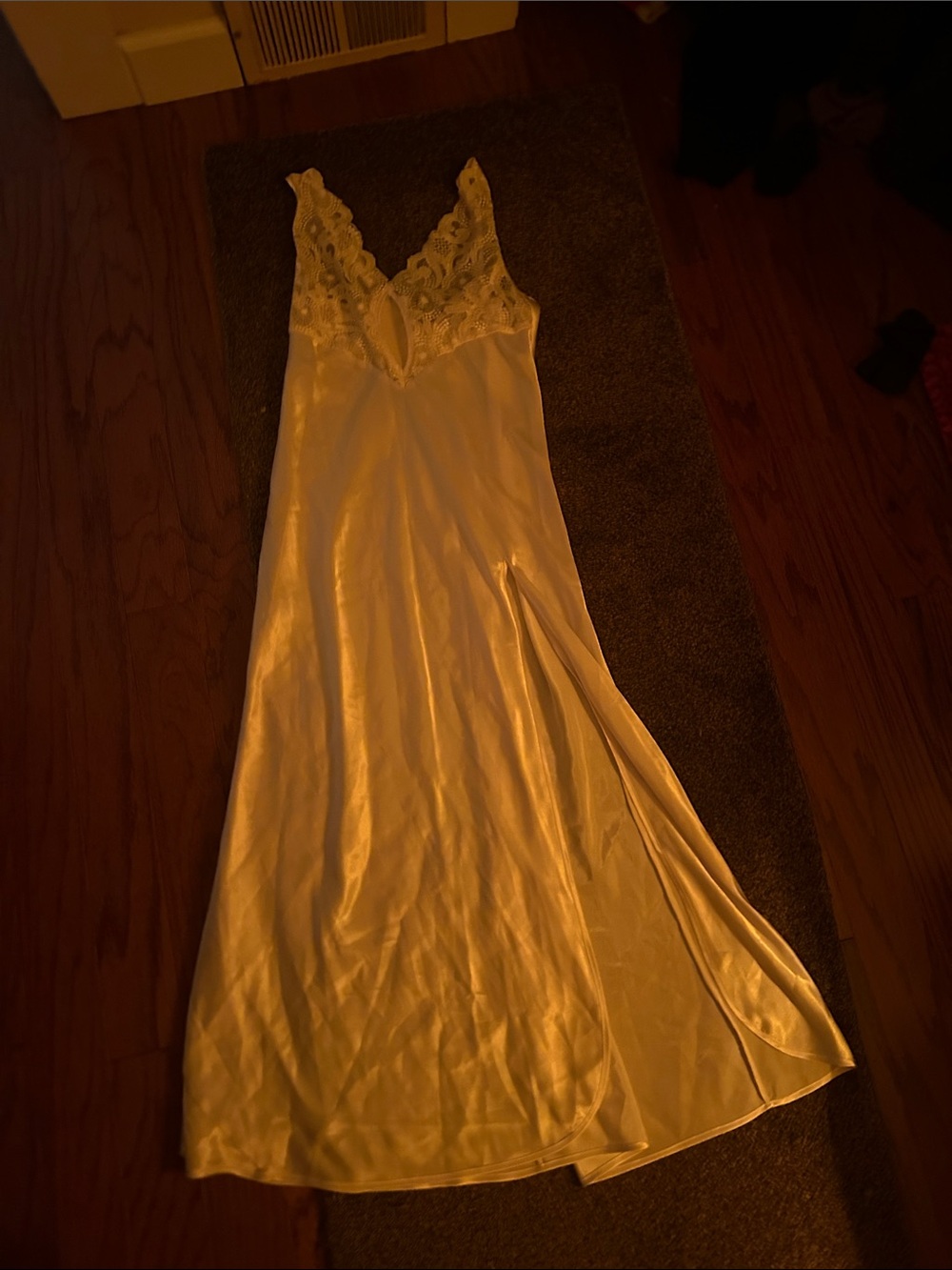 Victoria's Secret Cream Satin Lace-Detail Slip